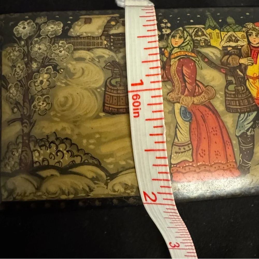 Set of 4 Russian Lacquer Trinket Boxes - Folklore Inagery